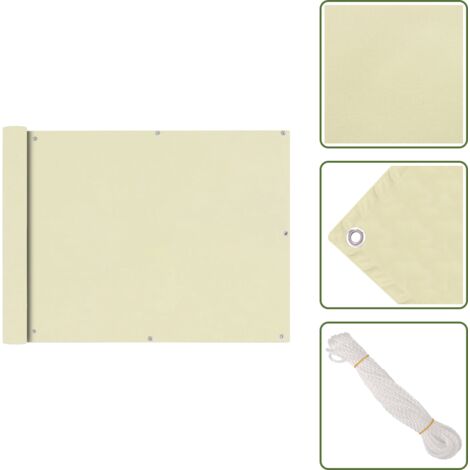 The Living Store Paravento da Balcone in Tessuto Oxford 90x400 cm Crema - Paravento impermeabile