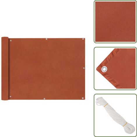 The Living Store Paravento da Balcone in Tessuto Oxford 90x600 cm Terracotta - Tenda da balcone