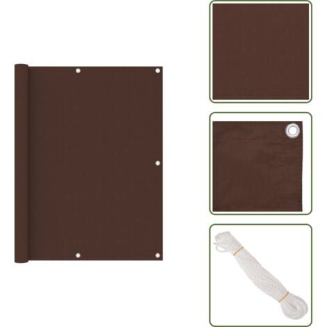 The Living Store Paravento da Balcone Marrone 120x600 cm in Tessuto Oxford - Paravento impermeabile