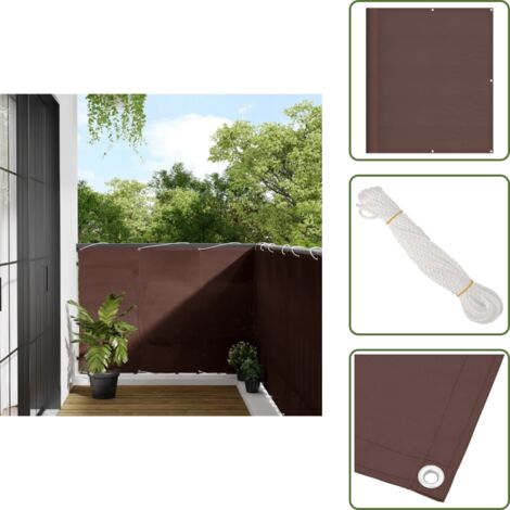 The Living Store Paravento da Balcone Marrone 120x800 cm 100% Poliestere Oxford - Protezione da sole