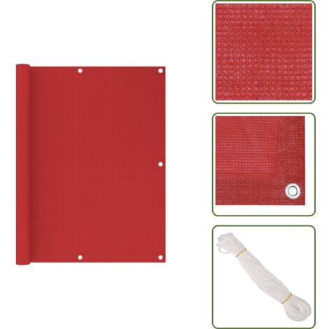 The Living Store Paravento da Balcone Rosso 120x400 cm in HDPE - Schermo da balcone