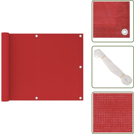 The Living Store Paravento da Balcone Rosso 75x300 cm in HDPE - Schermo da balcone