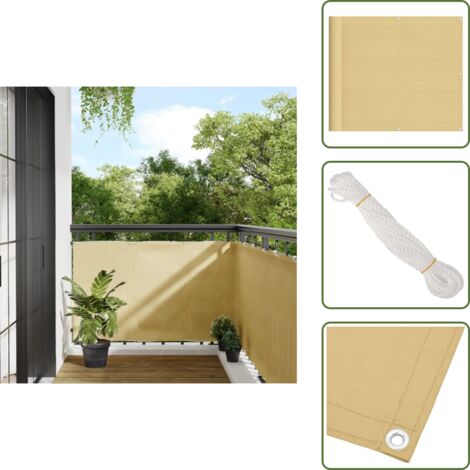 The Living Store Paravento da Balcone Sabbia 90x300 cm 100% Poliestere Oxford - Schermo da balcone