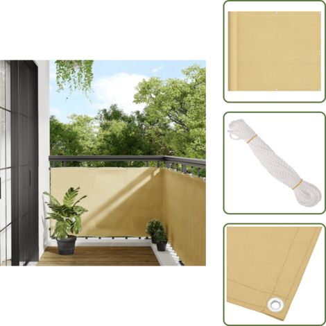 The Living Store Paravento da Balcone Sabbia 90x800 cm 100% Poliestere Oxford - Protezione da sole