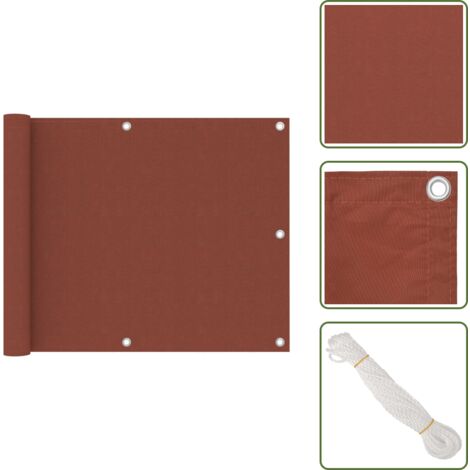 The Living Store Paravento da Balcone Terracotta 75x300 cm Tessuto Oxford - Paravento impermeabile