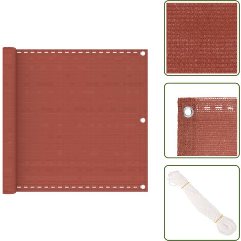The Living Store Paravento da Balcone Terracotta 90x500 cm in HDPE - Tenda in HDPE