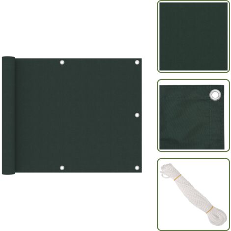 The Living Store Paravento da Balcone Verde Scuro 75x400 cm Tessuto Oxford - Paravento impermeabile
