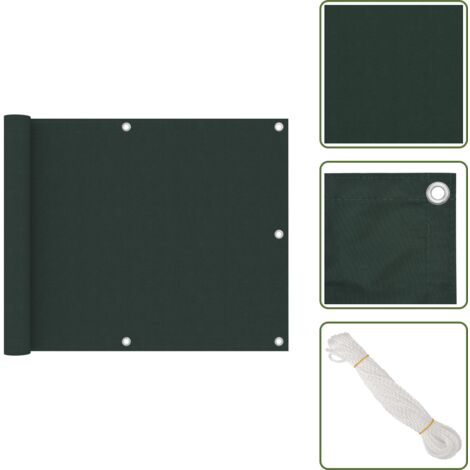 The Living Store Paravento da Balcone Verde Scuro 75x500 cm Tessuto Oxford - Paravento impermeabile