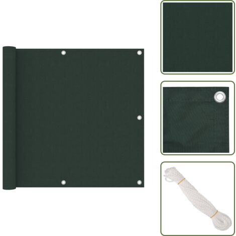 The Living Store Paravento da Balcone Verde Scuro 90x500 cm Tessuto Oxford - Paravento impermeabile
