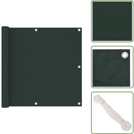 The Living Store Paravento da Balcone Verde Scuro 90x600 cm Tessuto Oxford - Paravento impermeabile