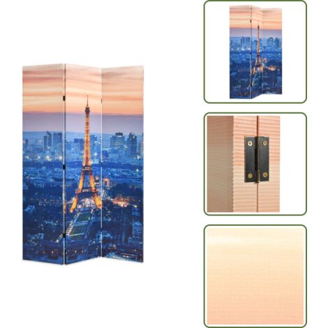 The Living Store Paravento Pieghevole 120x170 cm Stampa Parigi di Notte - Paravento con stampa Parigi