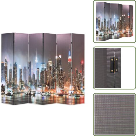 The Living Store Paravento Pieghevole 228x170 cm Stampa New York di Notte - Paravento notte