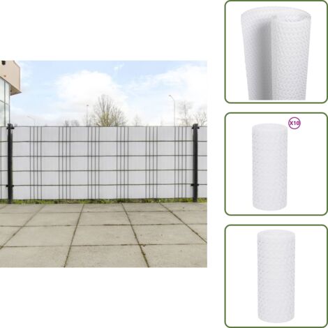 The Living Store Paravents de balcon 10 pcs blanc 255x19 cm résine tressée - Pare-vue Balcon - Fenêtre Sur Jardin - Décoration Extérieur - Cloison Pliable - Séparation Espace