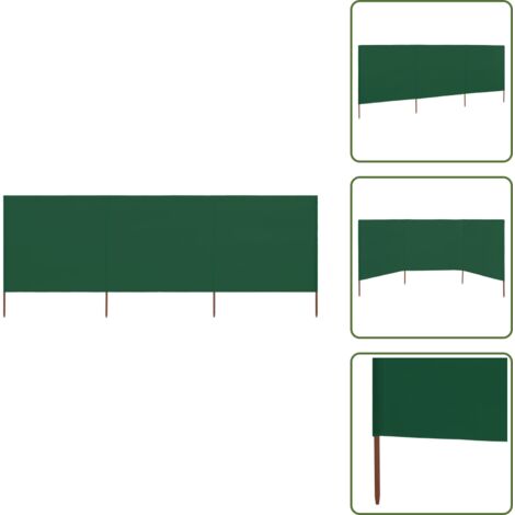 The Living Store Paravientod de playa de 3 paneles tela verde 400x160 cm - Paravientos plegables