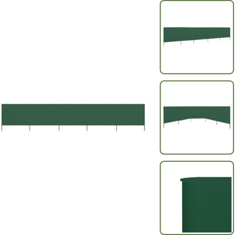 The Living Store Paravientos de playa de 5 paneles tela verde 600x160cm - Paravientos plegables
