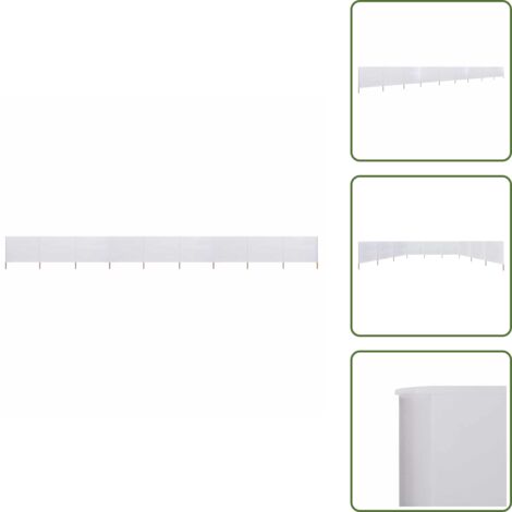 The Living Store Paravientos de playa de 9 paneles tela blanco arena 1200x160 cm - Paravientos plegables