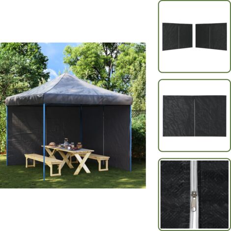 The Living Store Paredes para carpas de fiesta con cremallera 2 uds PE antracita - Carpa para fiesta
