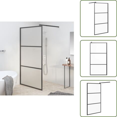 The Living Store Parete Doccia Walk in 100x195 cm in Vetro Smerigliato ESG Nero - Vetro ESG