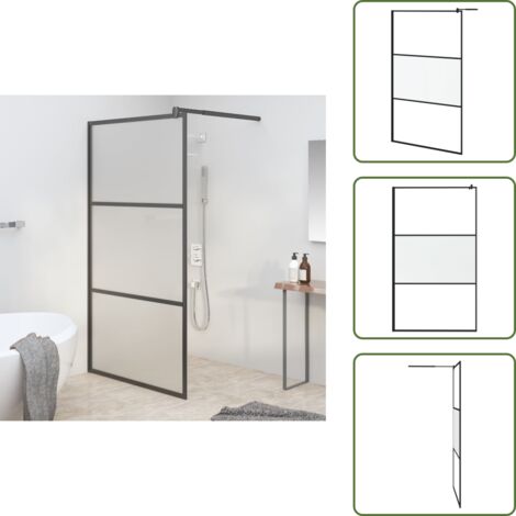 The Living Store Parete Doccia Walk in 115x195 cm in Vetro Smerigliato ESG Nero - Vetro ESG