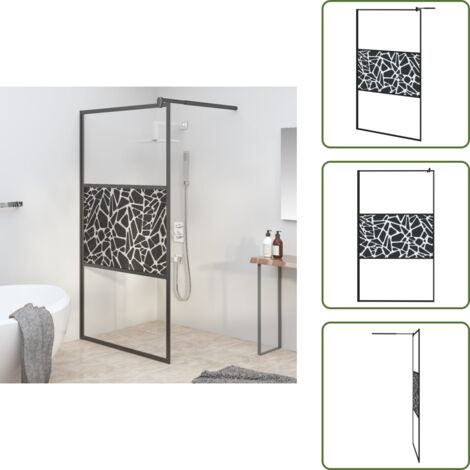 The Living Store Parete Doccia Walk in 115x195 cm Vetro ESG e Design Pietre Nero - Vetro ESG
