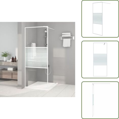 The Living Store Parete Doccia Walk in Bianca 80x195 cm Vetro Trasparente ESG - Parete doccia in vetro