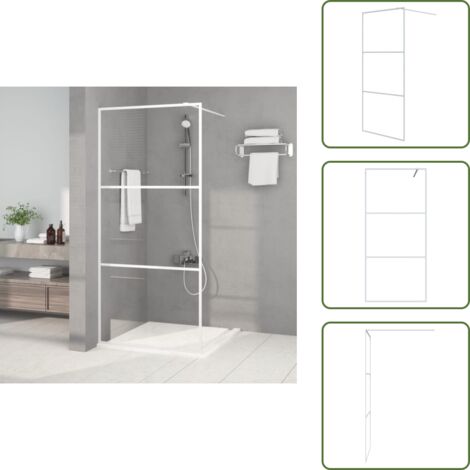The Living Store Parete Doccia Walk in Bianca 90x195 cm Vetro Trasparente ESG - Parete doccia in vetro