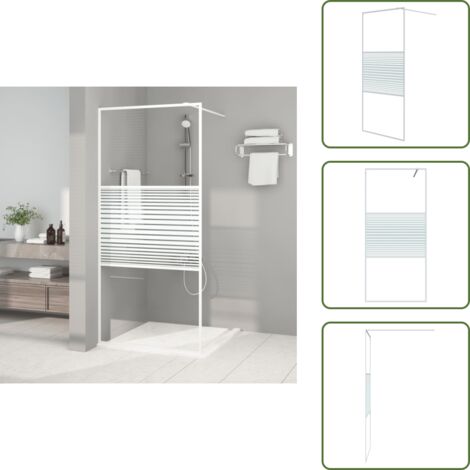 The Living Store Parete Doccia Walk in Bianca 90x195 cm Vetro Trasparente ESG - Parete doccia in vetro