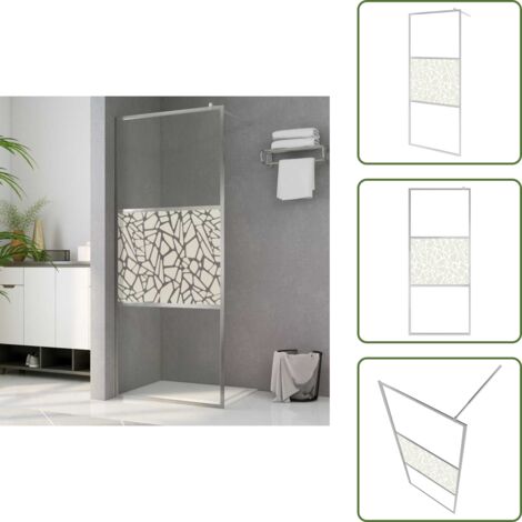 The Living Store Parete per Doccia Walk-in in Vetro ESG Design Pietra 80x195 cm - Doccia in vetro