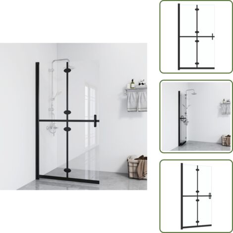 The Living Store Parete per Doccia Walk-in Pieghevole in Vetro ESG 90x190 cm - Parete doccia pieghevole