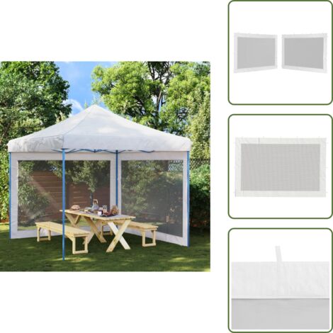 The Living Store Pareti per Tendostruttura 2 pz Bianco e Nero in Rete - Tende da giardino