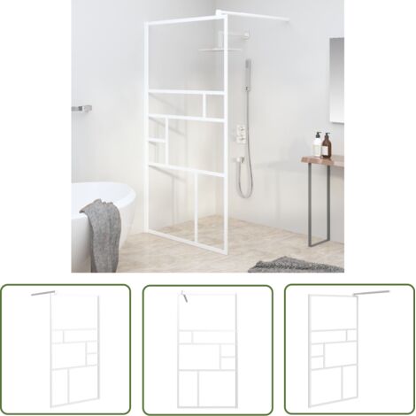 The Living Store Paroi de douche 100x195 cm ESG Verre Blanc - Mur De Douche - Cabine De Douche - Paroi De Douche - Douche Transparente - Verrière De Douche