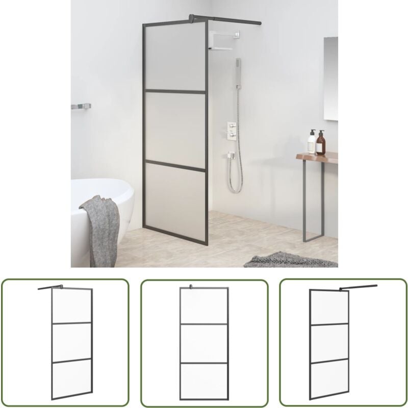 Paroi de douche 90x195 cm Verre esg dépoli Noir - Mur De Douche - Cabine De Douche - Paroi De Douche - Douche Vitrée - Salle De Bain - The Living
