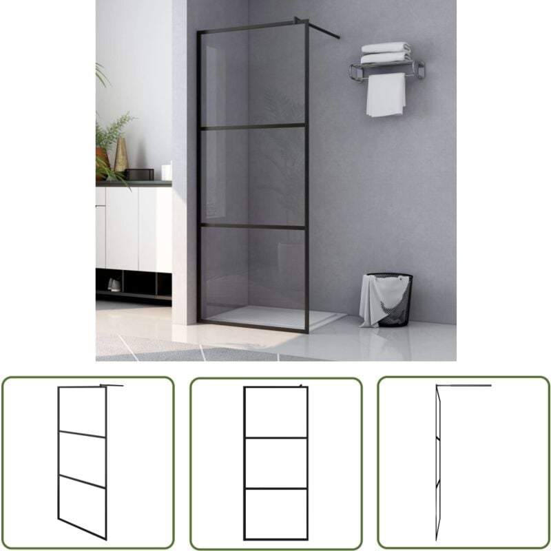 Paroi de douche à l'italienne à verre esg Noir 100x195 cm - Pare-douche Italienne - Mur De Douche - Cabine De Douche - Douche Vitrée - Pare-douche