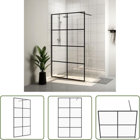 The Living Store Paroi de douche avec verre ESG transparent 100x195 cm Noir - Pare Brise De Douche - Cabine De Douche - Douche Italienne - Paroi De Douche Transparente - Douche Noire
