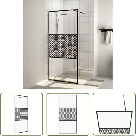 The Living Store Paroi de douche avec verre ESG transparent 100x195 cm Noir - Pare Brise De Douche - Cabine De Douche - Douche Italienne - Paroi De Douche Transparente - Douche Noire