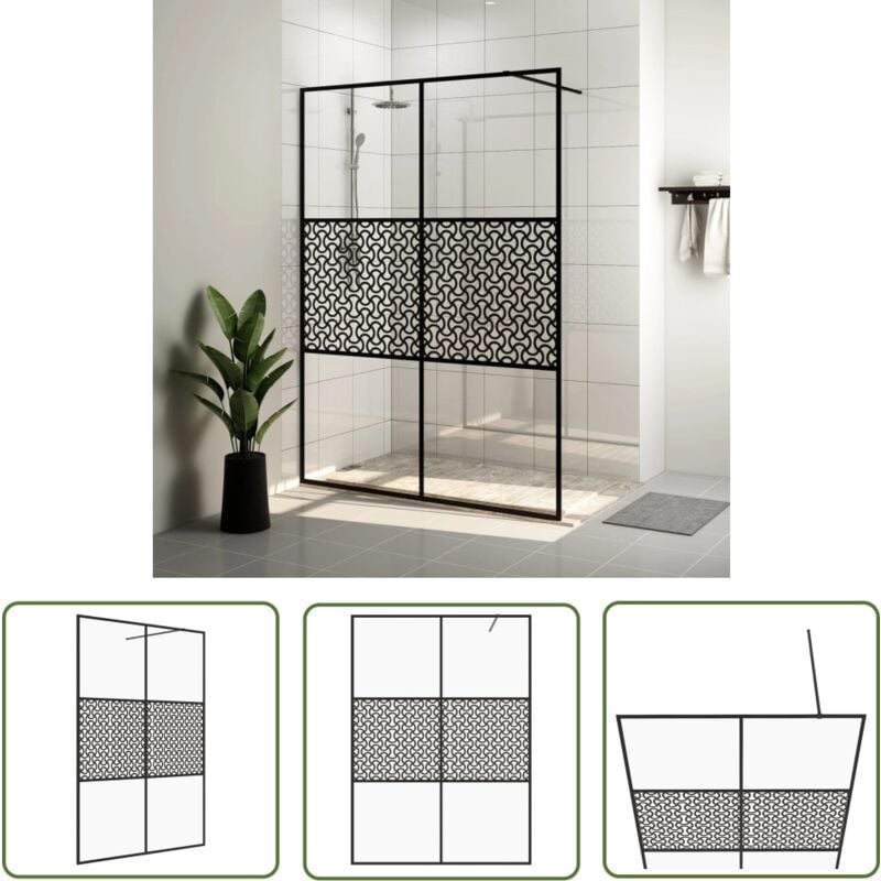 Paroi de douche avec verre esg transparent 140x195 cm Noir - Pare-douche Italienne - Paroi De Douche Transparente - Douche Design - Douche Moderne