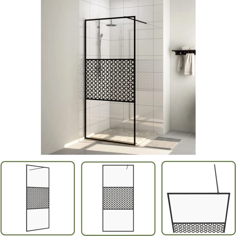 The Living Store - Paroi de douche avec verre esg transparent 80x195 cm Noir - Pare-douche - Salle De Bain - Douche Italienne - Verre Trempé
