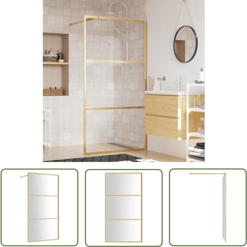 Paroi de douche avec verre esg transparent doré 115x195 cm - Pare-douche - Salle De Bain - Douche Italienne - Porte De Douche - Paroi De Douche En