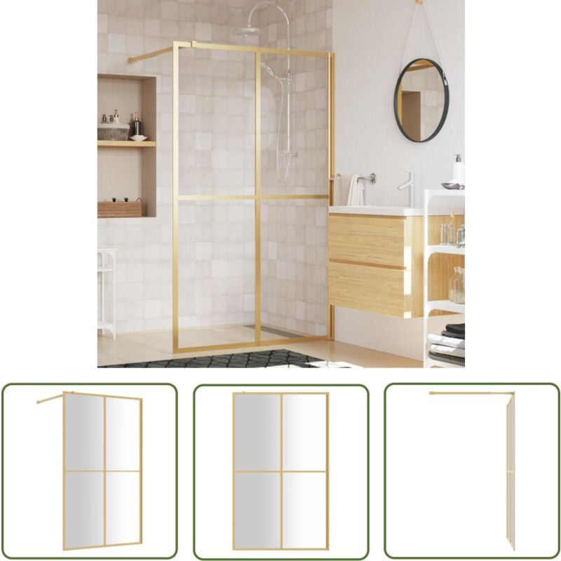Paroi de douche avec verre esg transparent doré 118x195 cm - Pare-douche - Salle De Bain - Douche Italienne - Porte De Douche - Paroi De Douche En