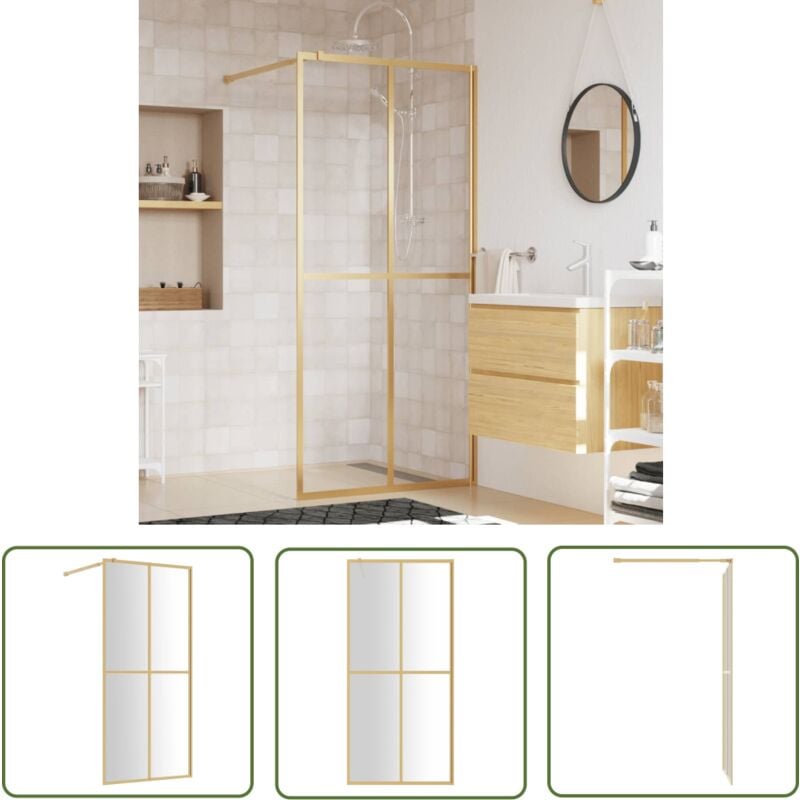Paroi de douche avec verre esg transparent doré 80x195 cm - Pare Brise De Douche - Douche Italienne - Paroi De Douche Design - Cabines De Douche