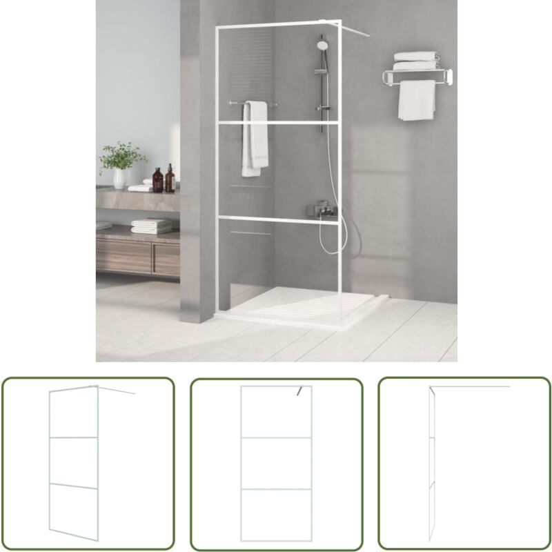 The Living Store - Paroi de douche Blanc 90x195 cm Verre esg transparent - Mur De Douche - Paroi De Douche - Douche Vitrée - Cabine De Douche - Salle