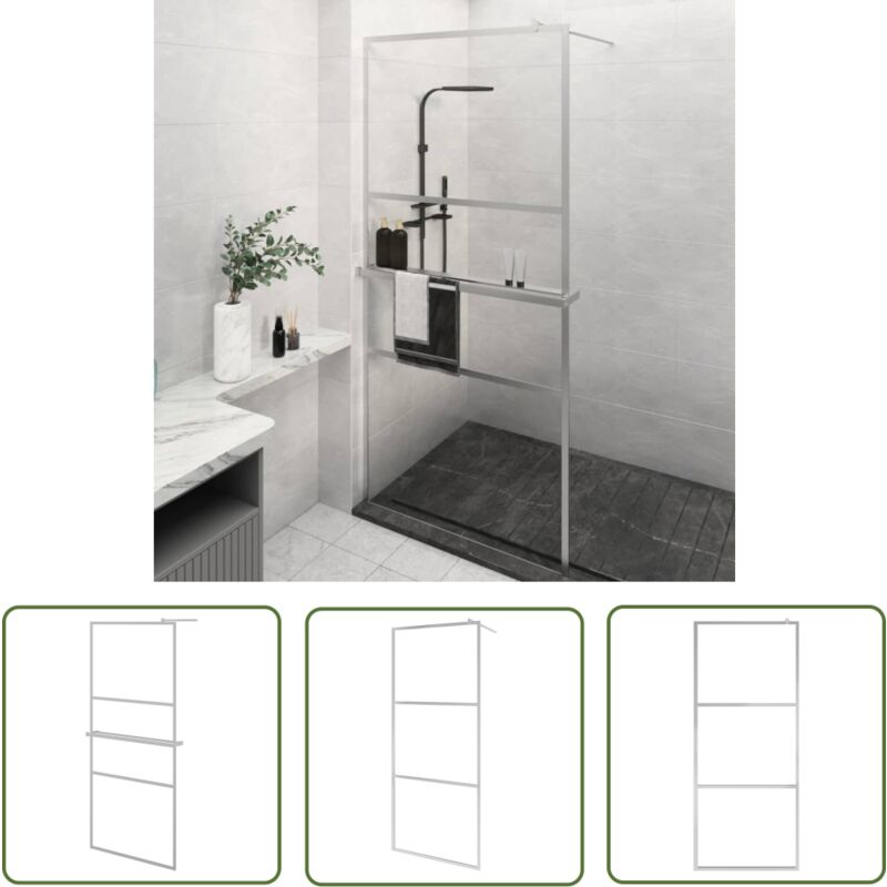 Paroi de douche et étagère Chrome 80x195 cm Verre ESG&Aluminium - Paroi De Douche - Douche - Salle De Bain - Étagère De Douche - Porte De Douche
