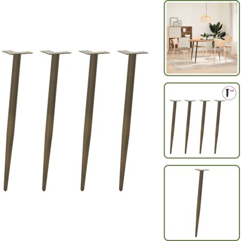 The Living Store Patas cónicas para mesa consola , 4 unidades, acero natural, 72-73 cm, acero - Patas para consola