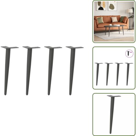 The Living Store Patas cónicas para mesa de centro (4 unidades), antracita, 30-31 cm, acero - Soporte para mesa