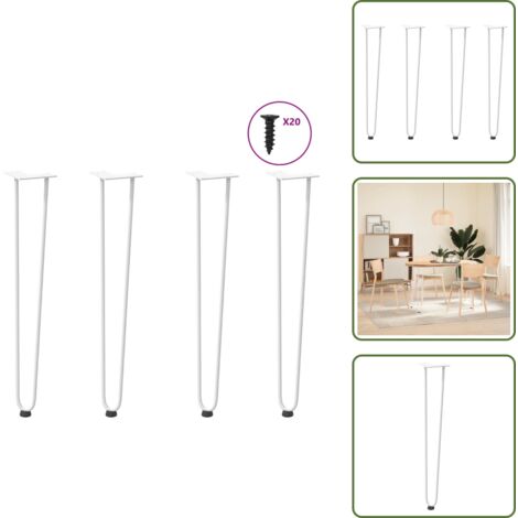 The Living Store Patas de horquilla para consolas (4 unidades), color blanco, 72 cm, acero macizo - Soporte para consola