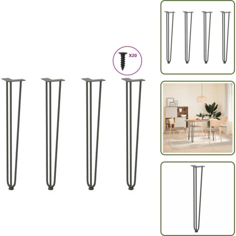The Living Store Patas de horquilla para consolas para consolas 4 unidades Antracita 72 cm Acero macizo - Soporte para consolas