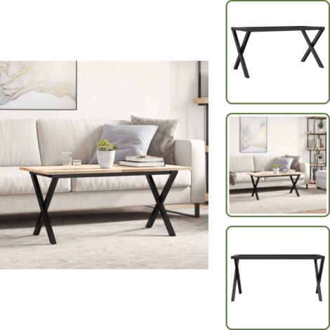 The Living Store Patas de mesa de centro estructura X acero 70x30x43 cm - Mesa de centro