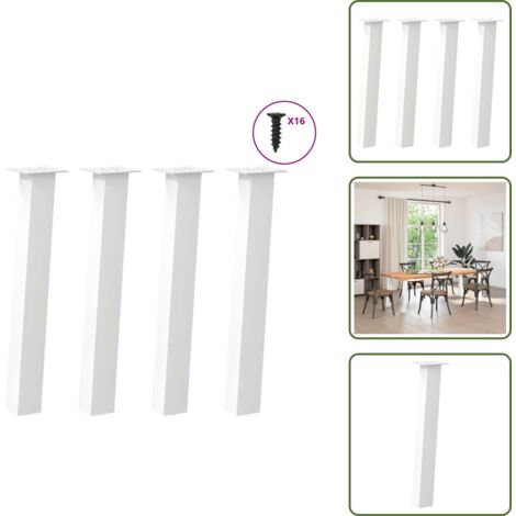 The Living Store Patas para consola (4 unidades), color blanco, 72 cm, acero - Soporte para mesa