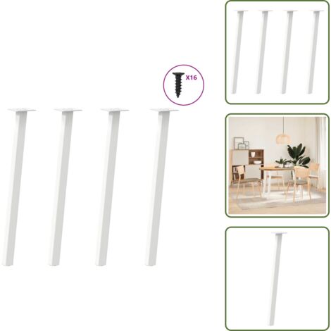 The Living Store Patas para consola (4 unidades), color blanco, 72 cm, acero - Soporte para mesa