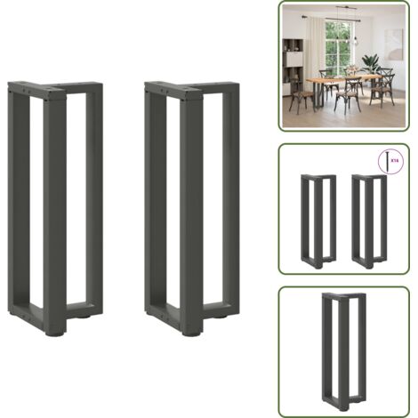 The Living Store Patas para consola en forma de T (2 unidades), antracita, 38 x 25 x (72-73) cm, acero - Patas de mesa